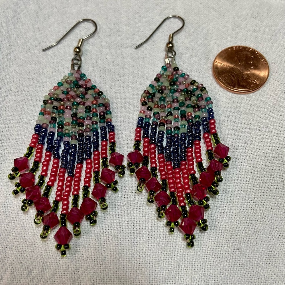 Gem Tones Beaded Earrings - Picture 2 of 2